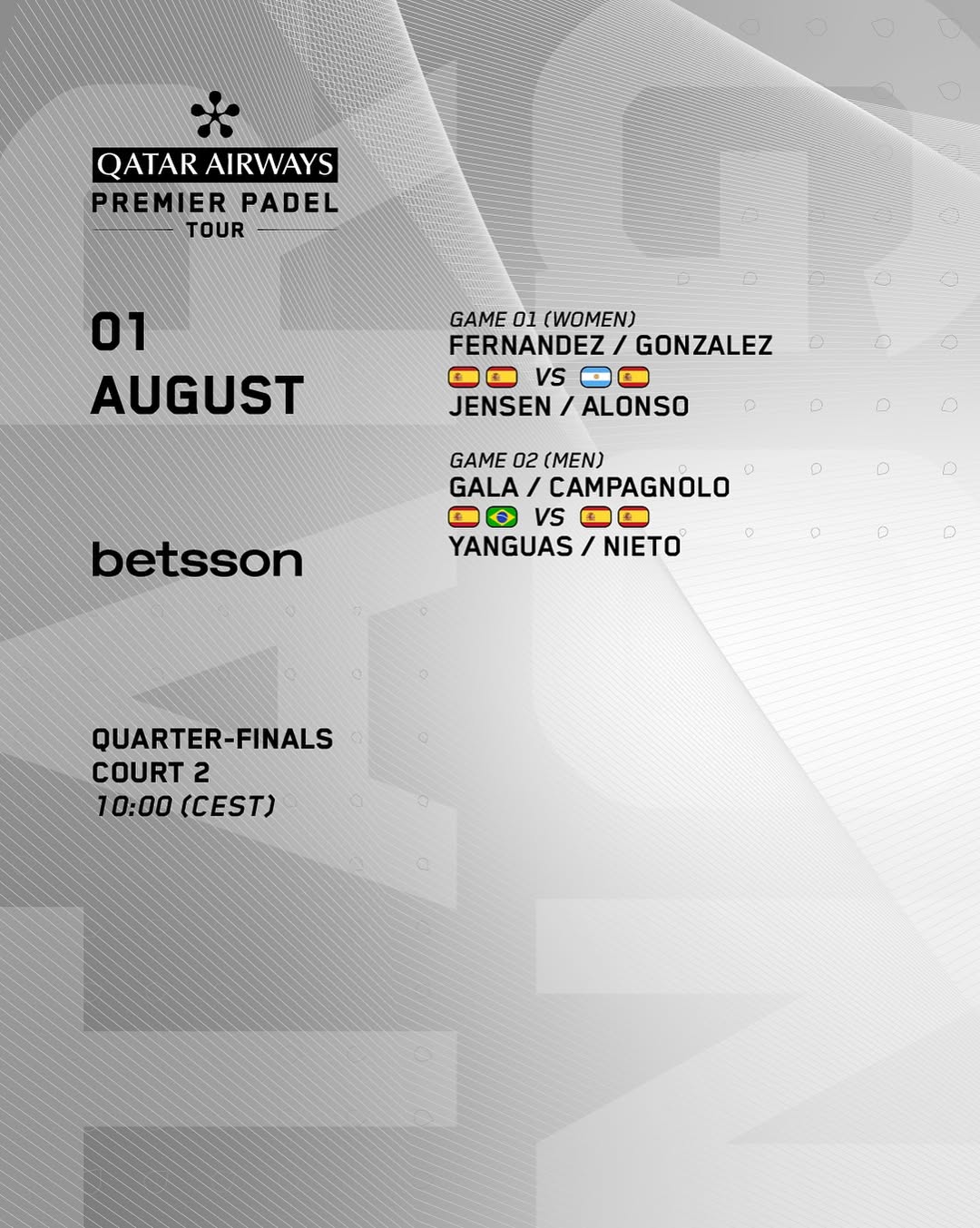 ENFRENTAMIENTOS PISTA 2 TARRAGONA P1